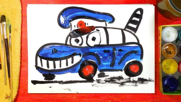 Рисование с детьми машина красками