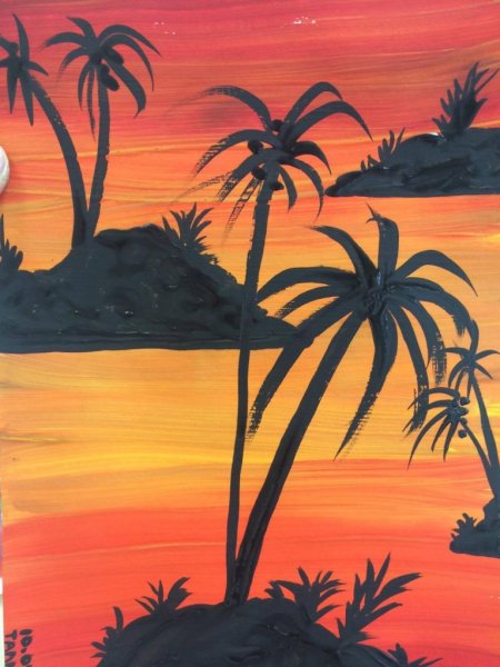 Пальма красками