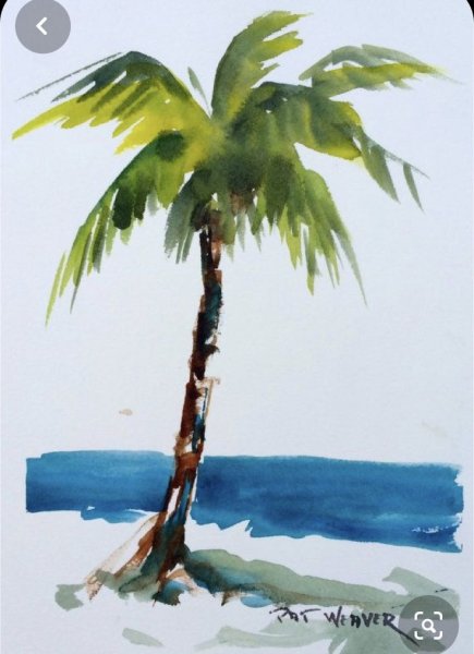 Пальмы акварельными красками