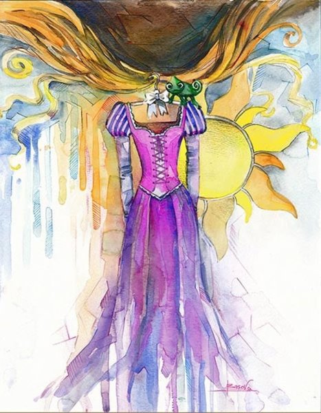 Рапунцель акварельный рисунок