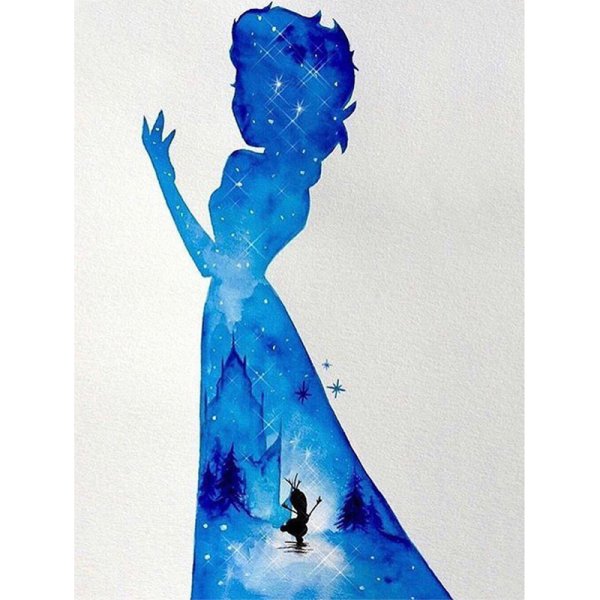 Космический силуэт Дисней акварелью