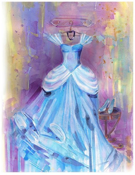 Платье принцессы акварелью