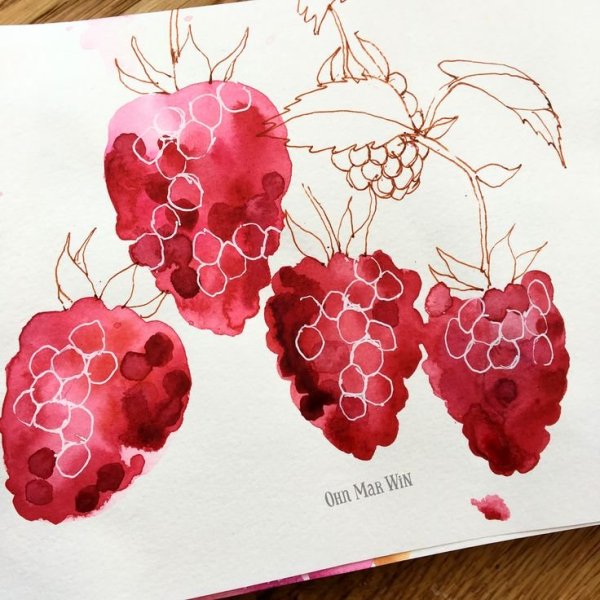 Акварельная малина