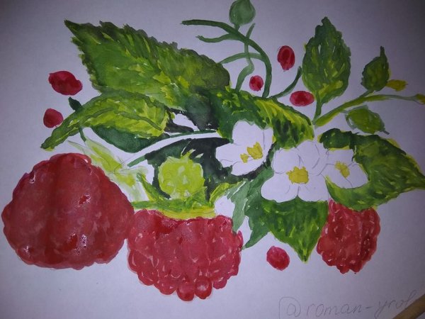 Малина гуашью для детей