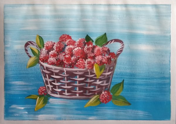 Малина скетч акварель