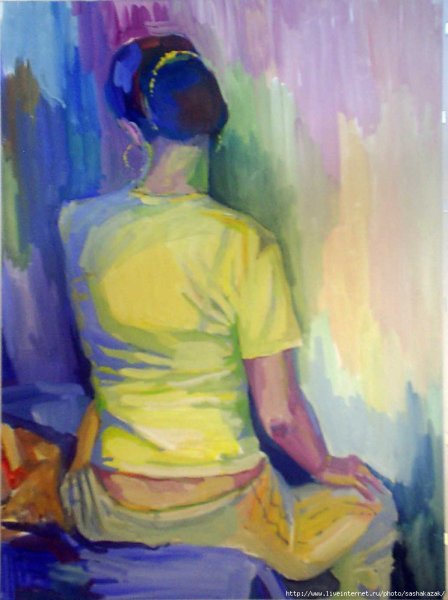 Люди в помещениях гуашью