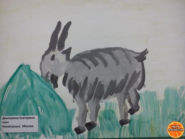 Живопись козы гуашью