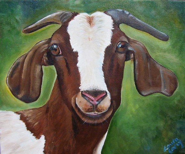 Корова гуашью