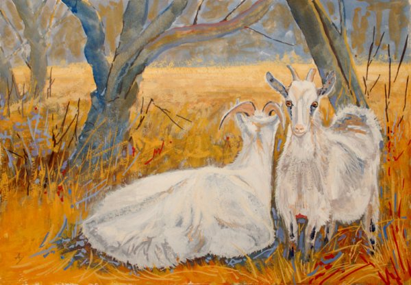 Александр Якименко пейзаж с козами картина