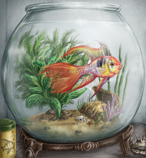 Рисование рыбки в аквариуме