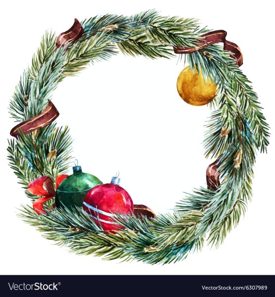 Акварельные новогодние венки