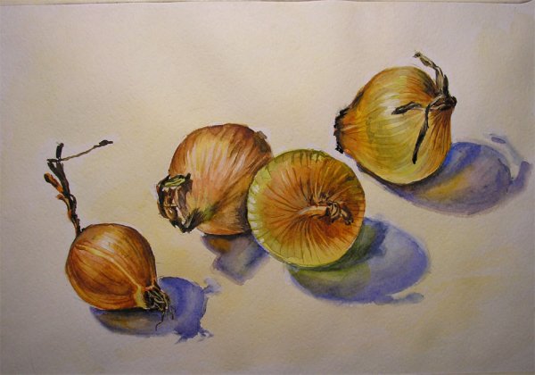 Лук акварелью