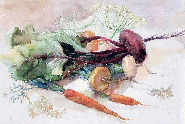 Овощи акварелью