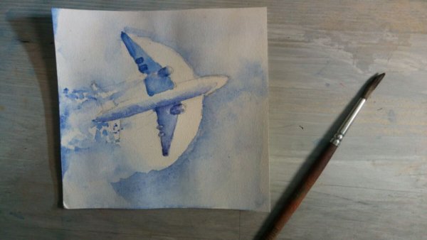 Самолет гуашью