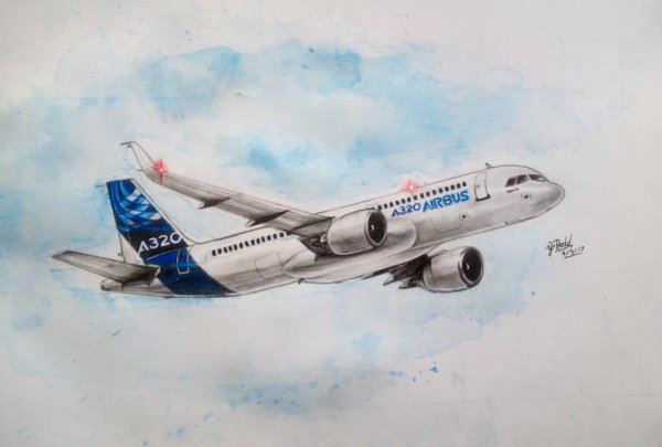 Рисунок самолета Airbus a320