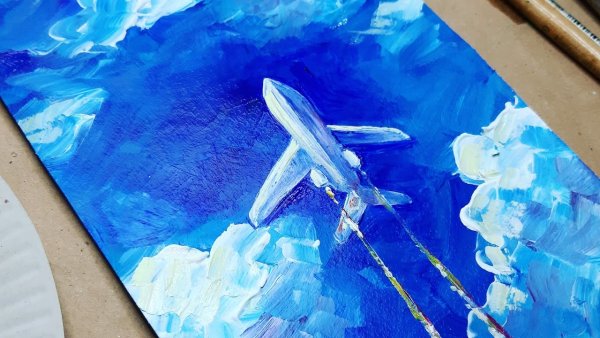 Самолет гуашью