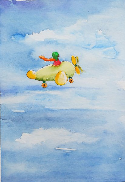 Самолет акварель