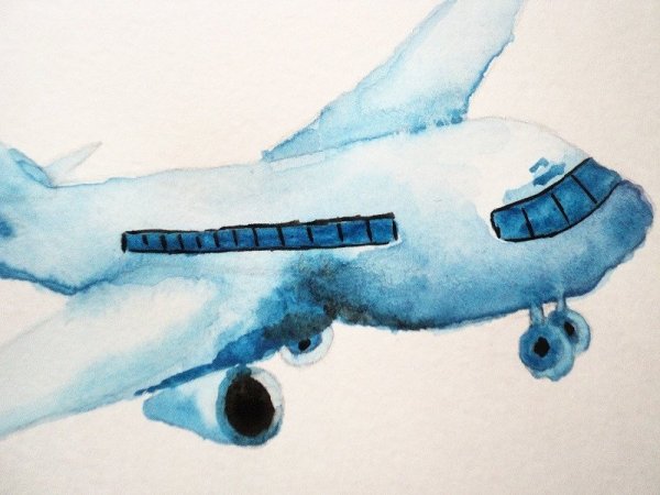 Самолет акварель