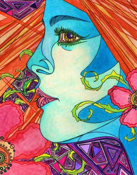 Психоделические рисунки девушки