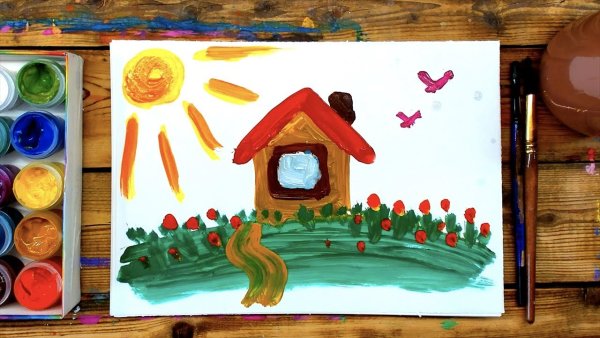 Домик красками для детей