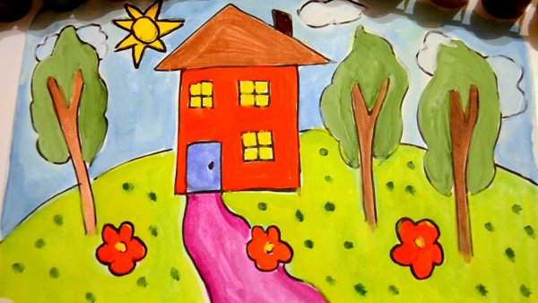 Дом красками для детей