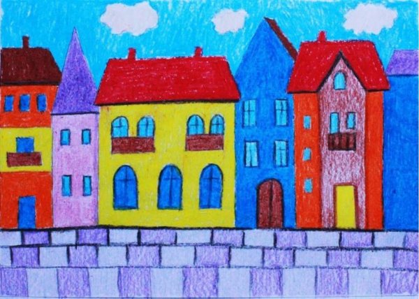 Рисование зданий для дошкольников