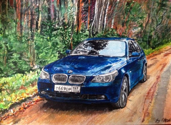 БМВ рисунок акварель