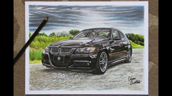 Пейзаж рисунок БМВ