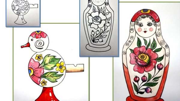 Семеновская Матрешка рисунок