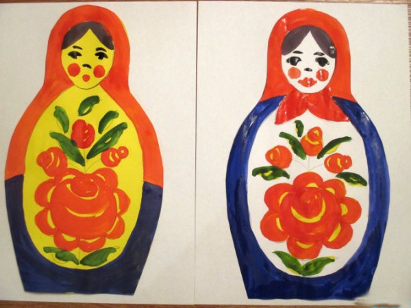 Семеновская Матрешка разукрашка