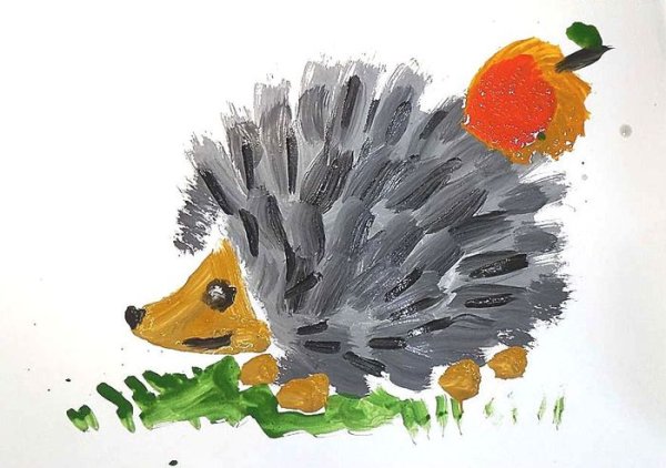 Ежик красками для детей