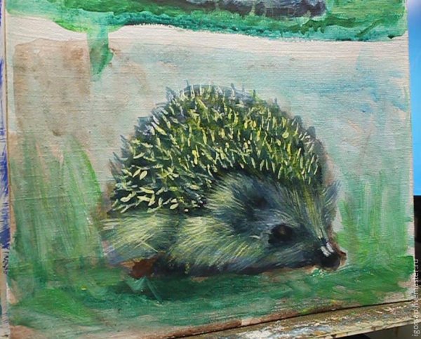 Рисование для детей Ежик красками