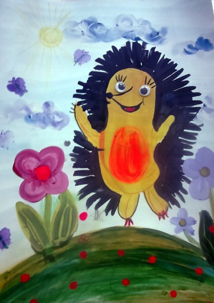 Ежик красками для детей