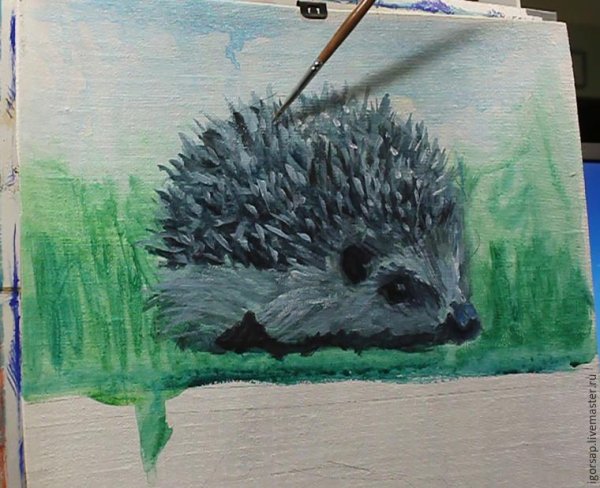 Ежик гуашью