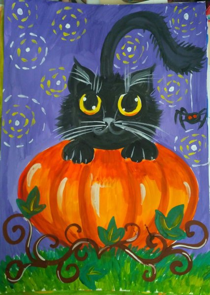 Рисунки на Хэллоуин гуашью