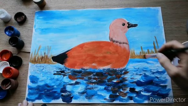 Уточка гуашью