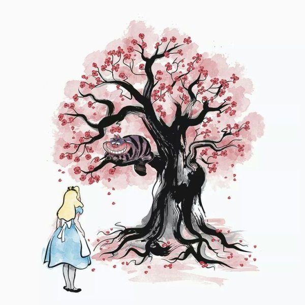 Кролик Алиса в стране чудес акварель