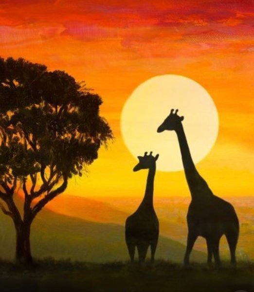 Рисование животных на закате