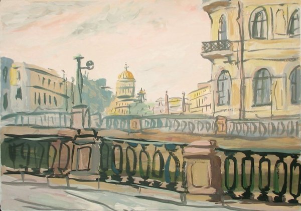 Канал Грибоедова Питера гуашью