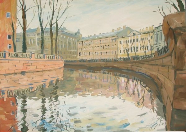 Канал Грибоедова Питера гуашью