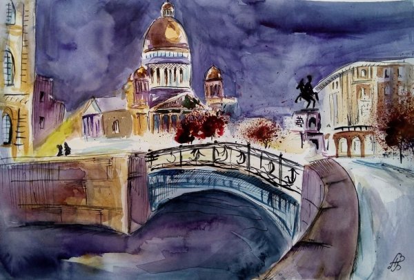 Акварель Санкт Петербург Виктория Кравченко