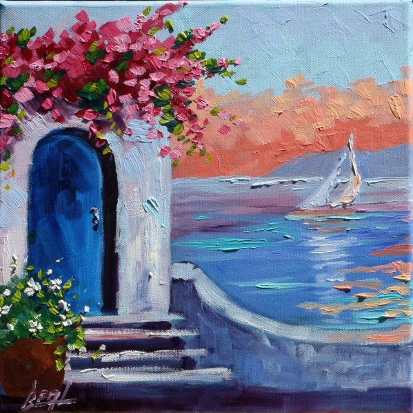 Пейзажи Санторини маслом