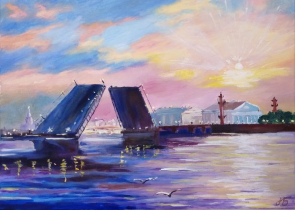 Дворцовый мост стрелка Васильевского острова