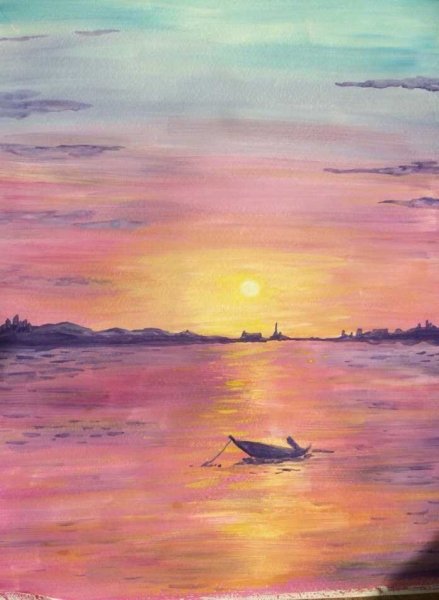 Пейзаж гуашью