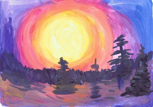 Рисование закат солнца