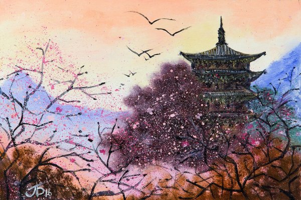 Японская живопись красками