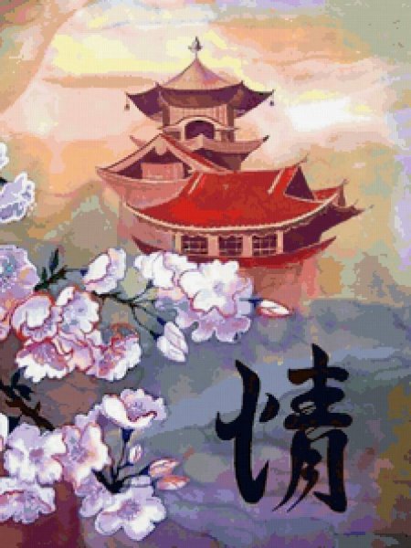 Японская живопись иероглифы