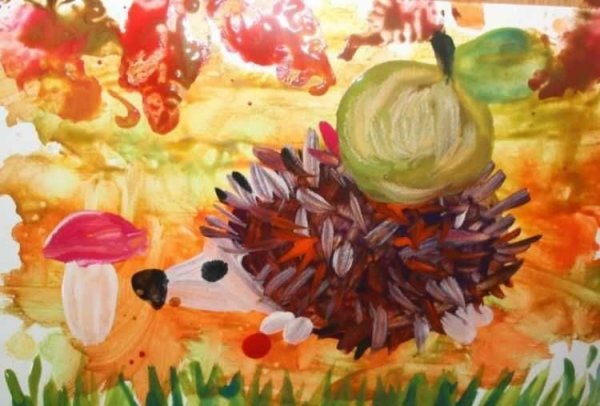 Ежик гуашью для детей