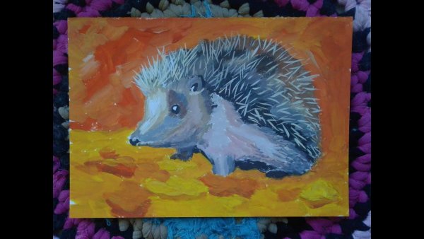 Ежик акварель