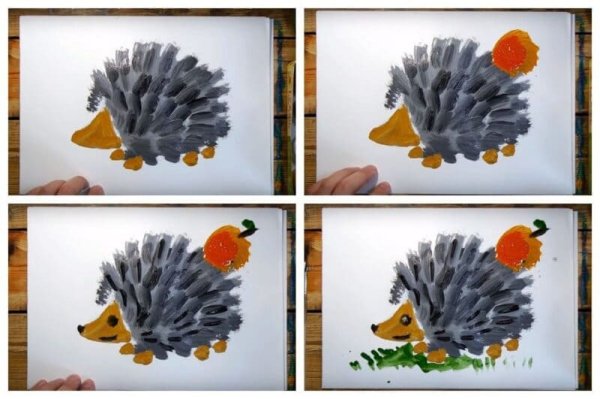 Рисование Ежик красками
